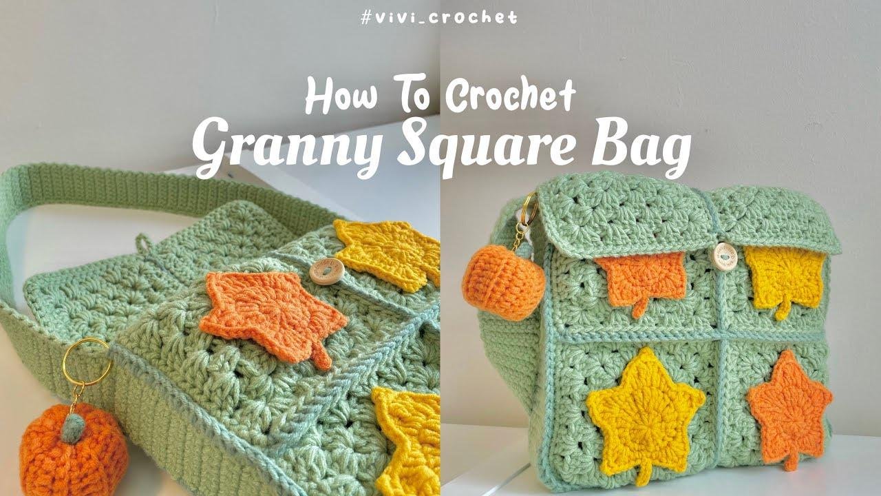🍁How To Crochet Granny Square Bag | Shoulder Crochet Bag 🍁