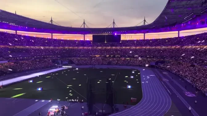 Men’s 100m Prerace Introductions at Paris 2024 Olympics featuring Noah Lyles.