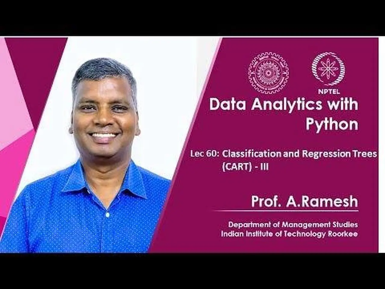 Lec 60, Classification and Regression Trees (CART) - III