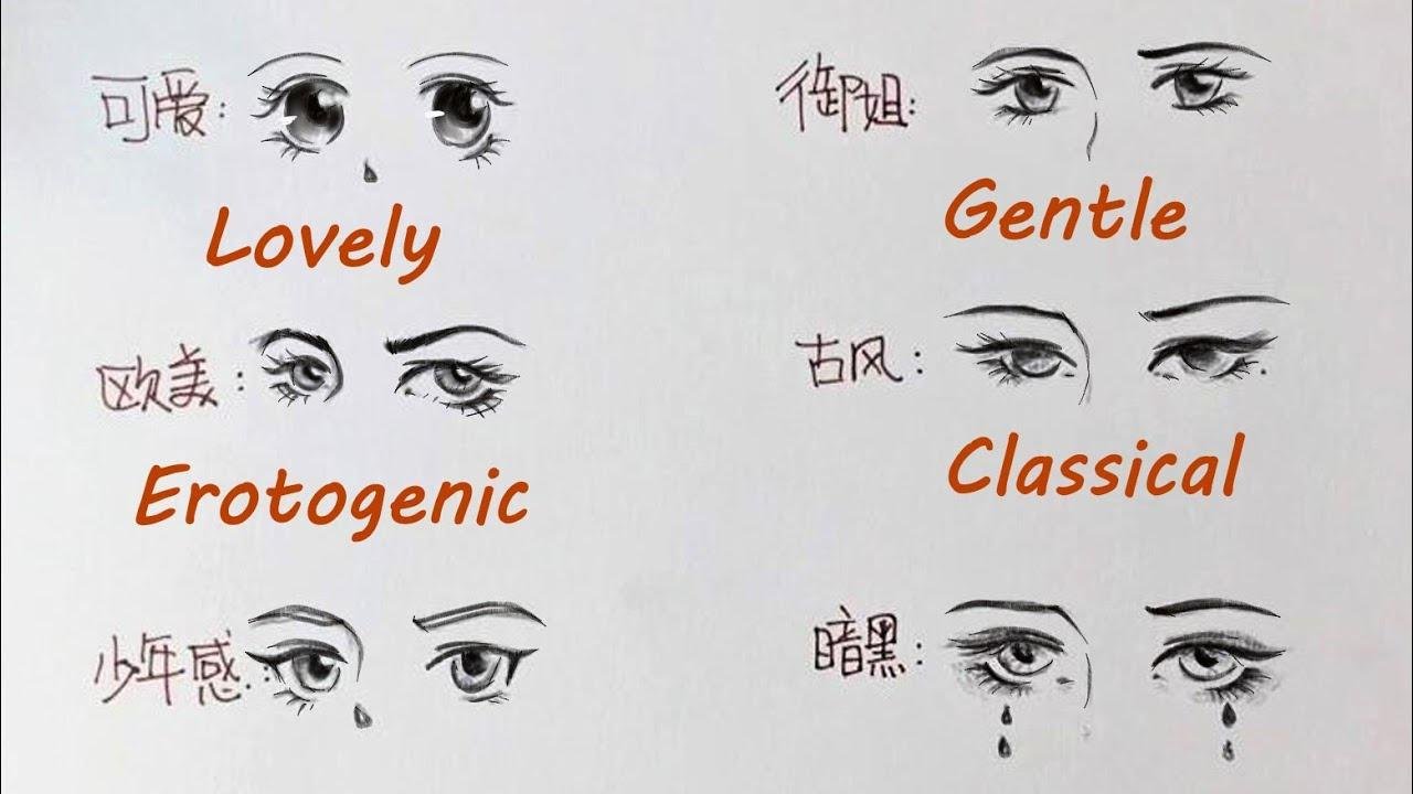 Six different cartoon eyes drawing | 手繪動漫卡通眼睛畫法教程
