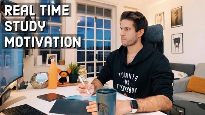 REAL TIME study with me (no music): 4 HOUR Productive Pomodoro Session | KharmaMedic