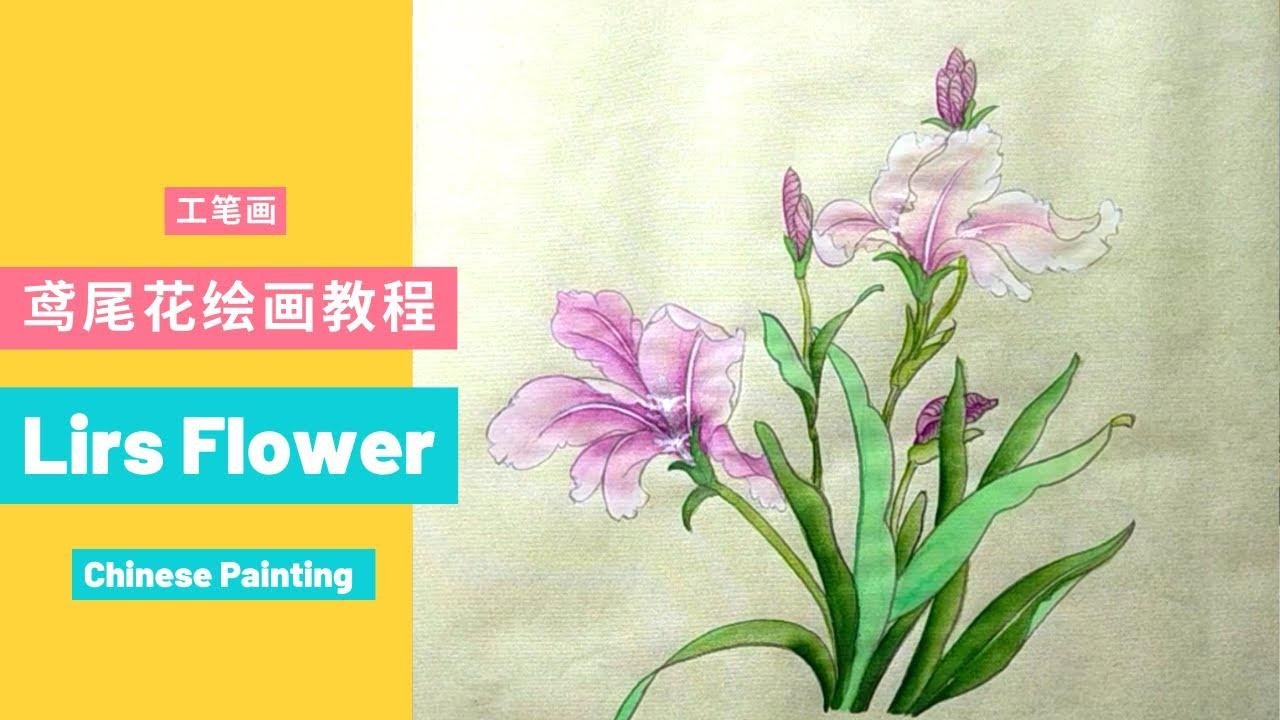 Chinese Painting:How to draw lris flowers 工筆畫：如何畫大街上隨處可見的鳶尾花