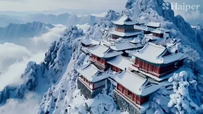 Relaxing Music Traditional Chinese snowing 4k