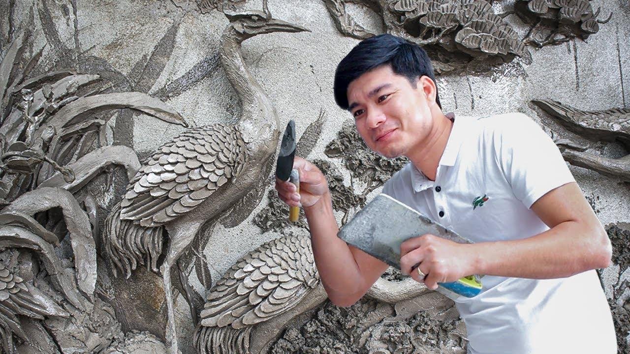 Amazing creative art - How to sculpt cranes from cement and sand materials