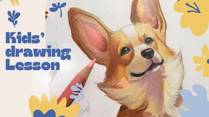 Kids' drawing lesson -  a corgi dog - #anime style - #draw with me