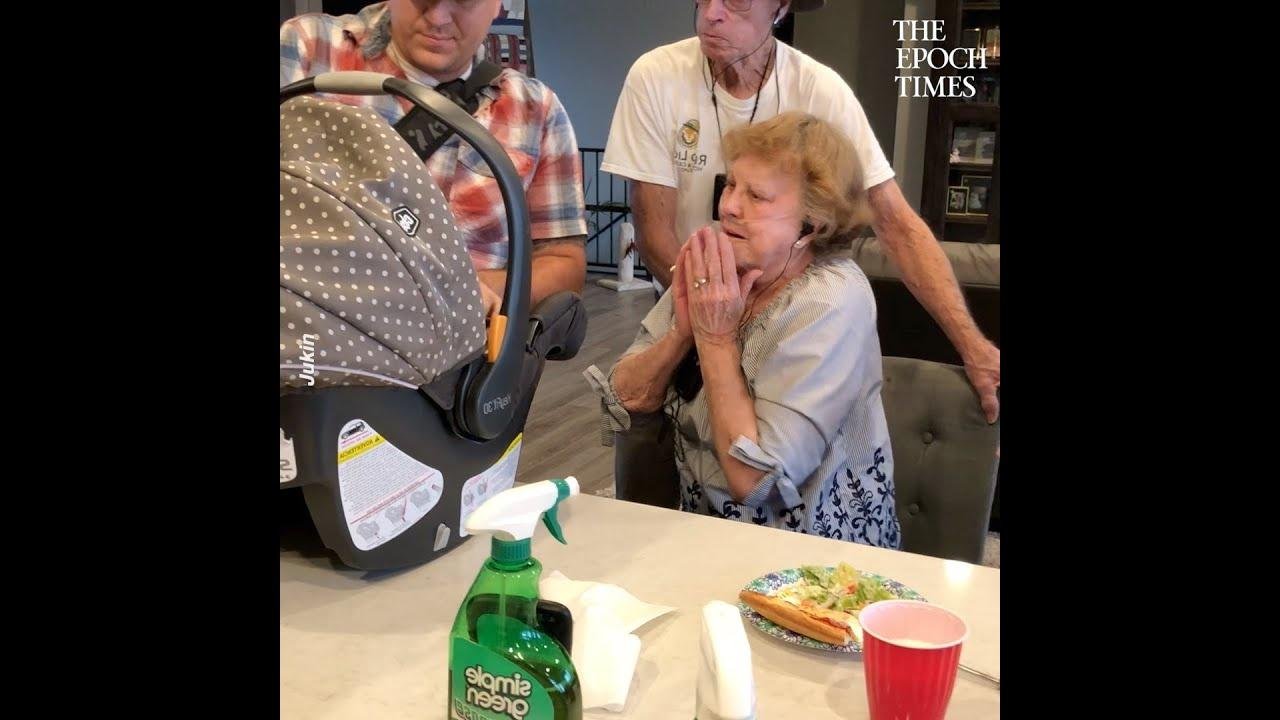 Grandma Becomes Emotional When Guy Surprise Visits Her With His Infant for First Time