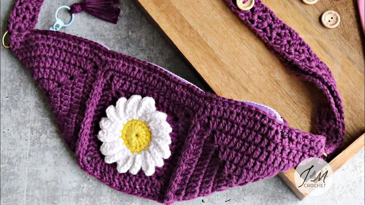 ONLY 4 squares! How To Crochet My Daisy, Daisy Festival Bag. Crochet Granny Square bag #crochet