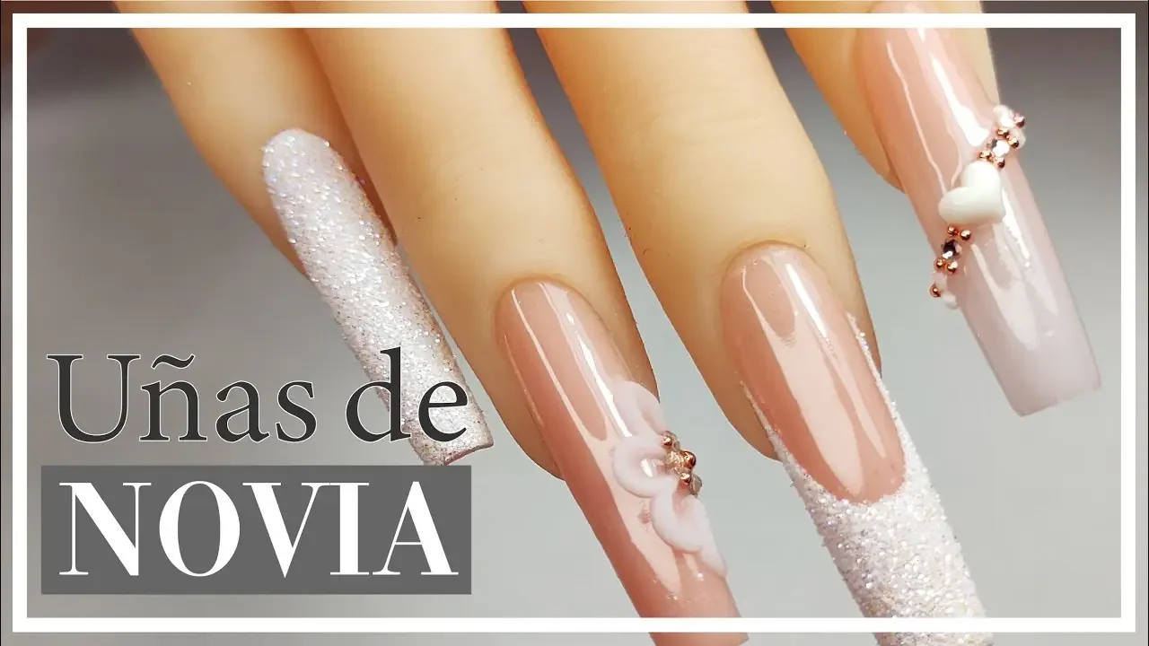 UÑAS ELEGANTES de NOVIA | 3D y Efecto azúcar | Tutorial de uñas | Diseño de uñas XL para BODA