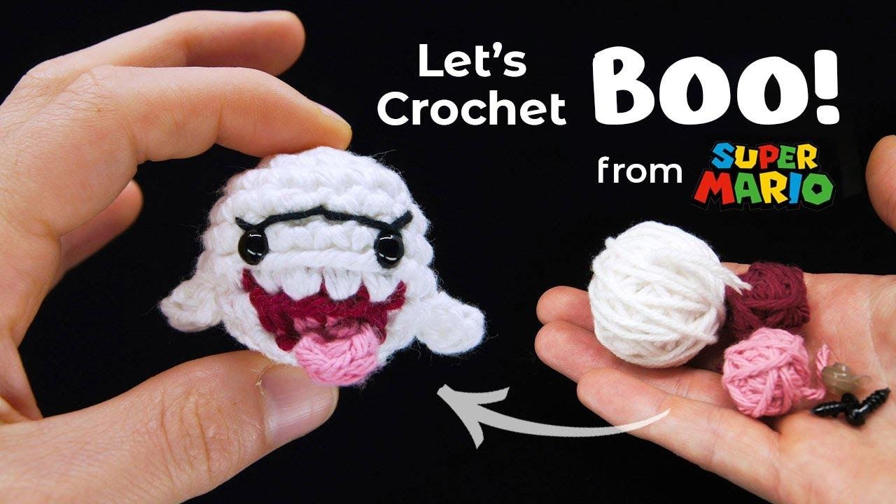 Crocheting a Miniature Boo the Ghost from Super Mario Bros || Nintendo Amigurumi Ghosts