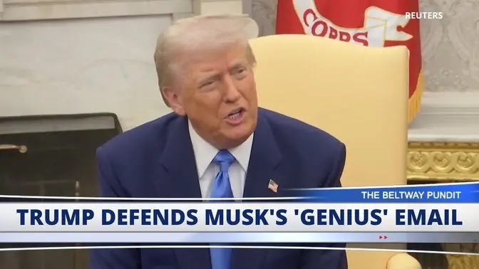Trump Defends Musk’s ‘Genius’ Email to Federal Workers During Oval Meeting With Macron
