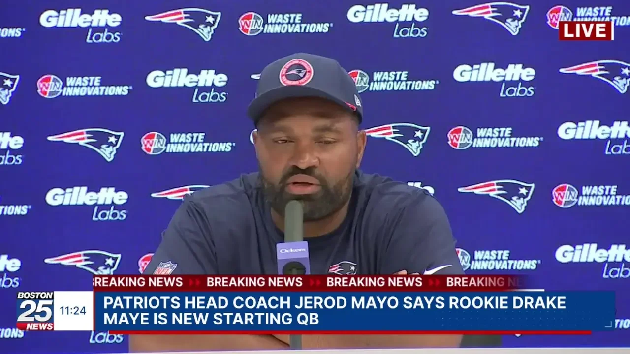 WATCH LIVE: Patriots head coach Jerod Mayo expected to address QB switch.