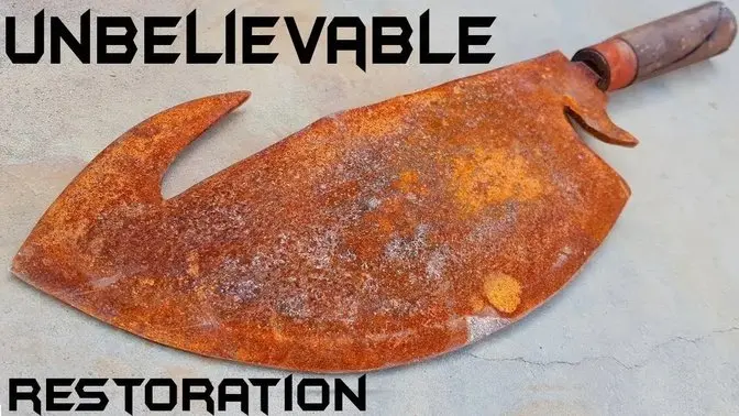 RESTAURACIÓN de CUCHILLO con Gancho Destripador de CARNICERO Artesanal Oxidado