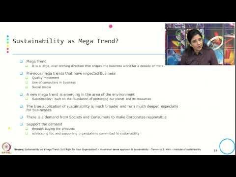 Week 1-Lecture 4 : Sustainability - A mega trend