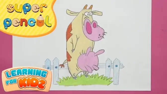 Siêu Nhân Bút Chì Tập 176 - Super Pencil Ep 176 - Hướng Dẫn Vẽ Cow - Learning For Kidz