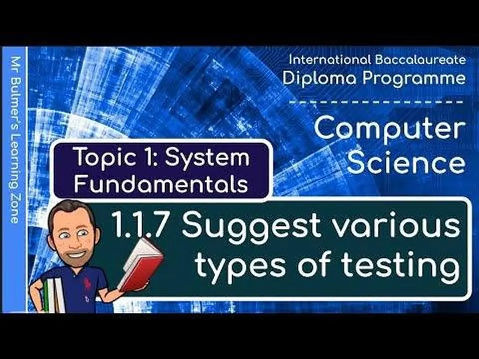 IB DP Computer Science - System Fundamentals - VIDEO 7: Suggest various types of testing