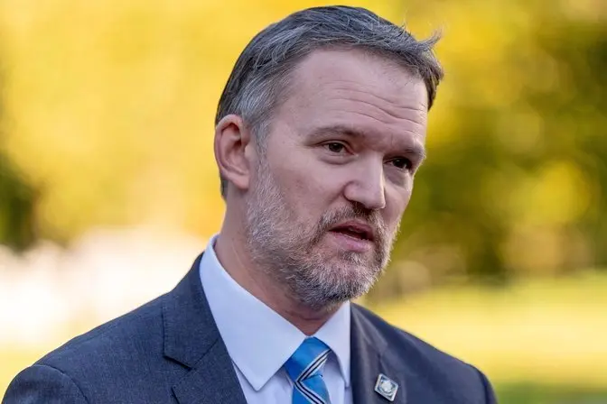 FILE – U.S. Trade Representative Jamieson Greer speaks with reporters...