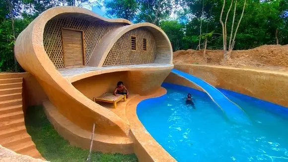 96Days Building Temple House With Water Slide To Underground Swimming Pool