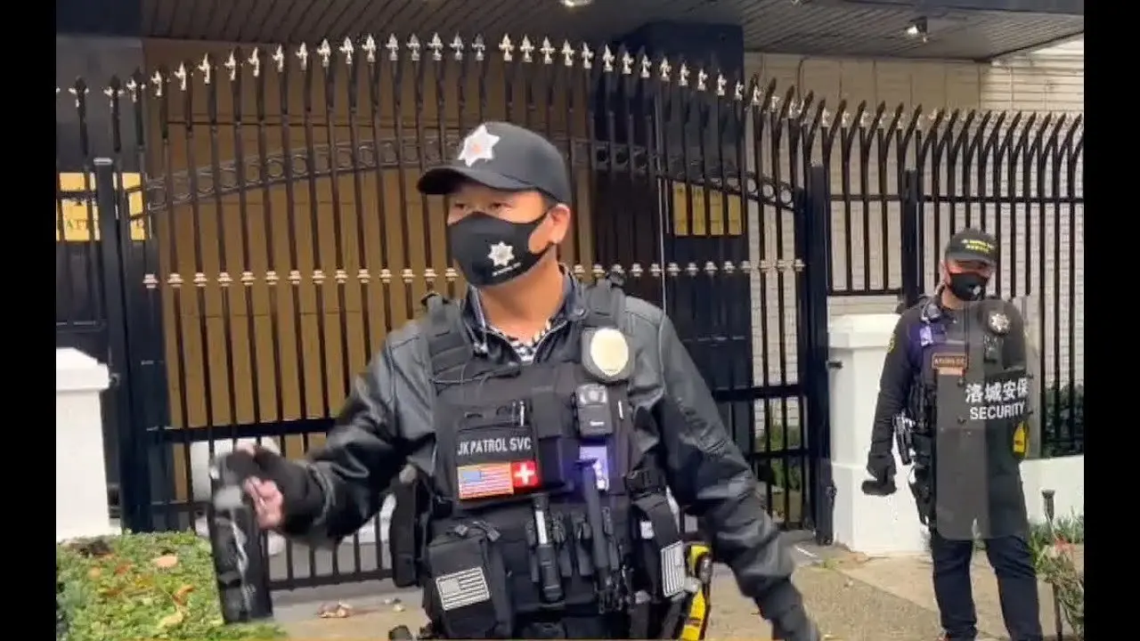 Chinese Consulate Security Guard Pepper Sprays People Celebrating Maduro's Arrest