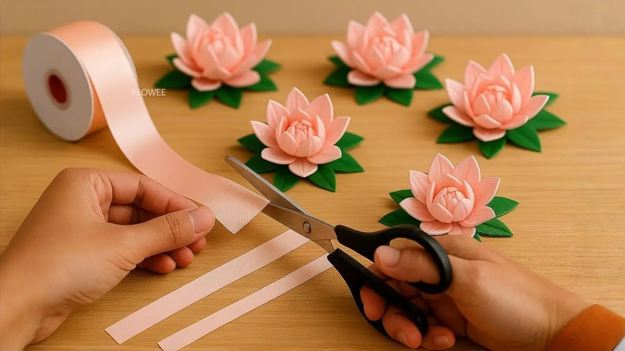 DIY Satin Ribbon Lotus Flower 🌸 | Easy & Beautiful Craft Tutorial