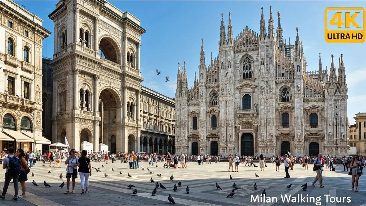 Milan Italy 4K Walking Tour  | Duomo, Galleria Vittorio Emanuele & Secret Fashion Districts