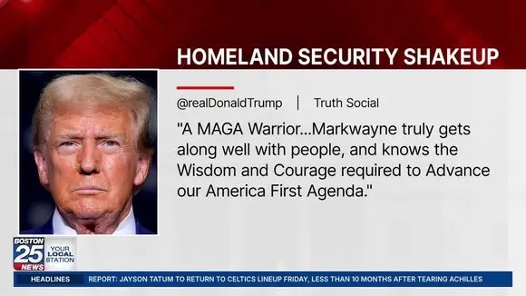 President Trump says he's replacing Homeland Security Secretary Kristi Noem