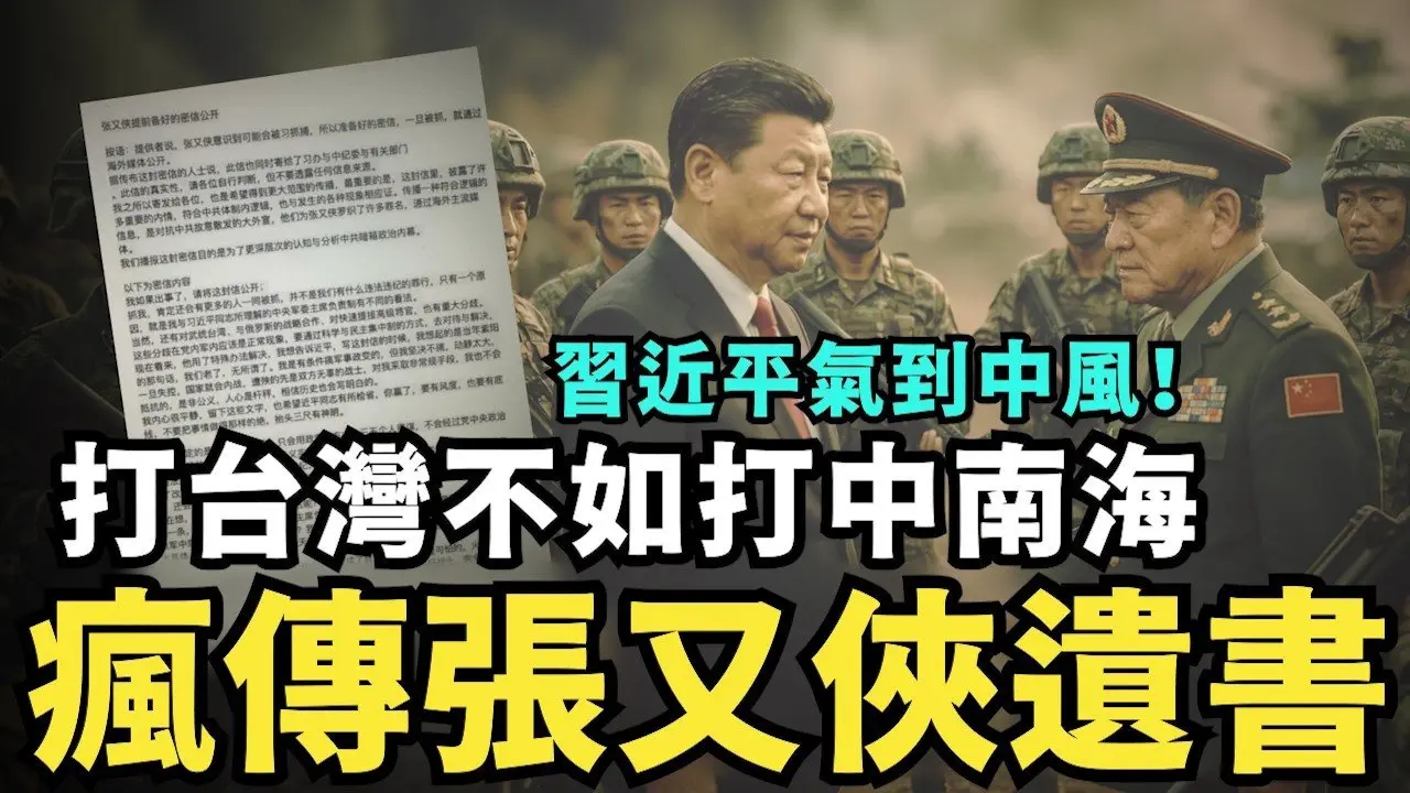 北京瘋傳張又俠遺書！打台灣不如打中南海，習近平氣到中風，舊部聯合兵變失敗，在中國為何共軍無法叛變？