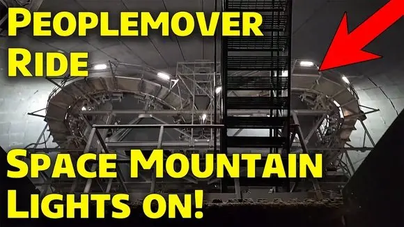 TTA Peoplemover at Night with Spaace Mountain Lights On - Walt Disney World