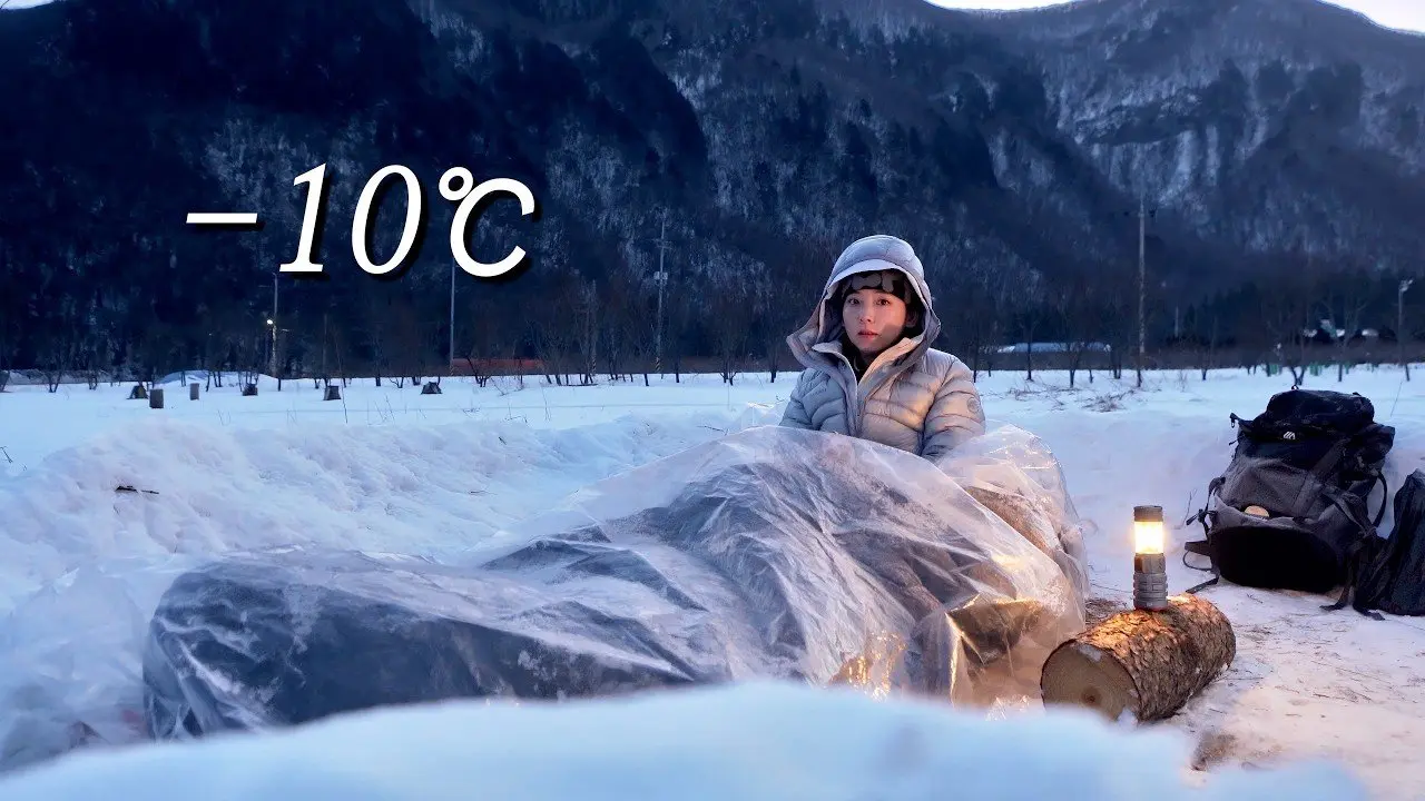 설산에서 텐트없이 김장봉투만 덮고 24시간 생존하기ㅣ설산 비박ㅣ울릉도 백패킹