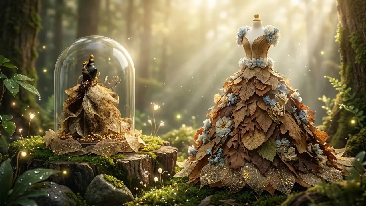 Withered Aesthetic 🍂 DIY Leaf Vein Wedding Dress | Miniature Nature Art Vlog